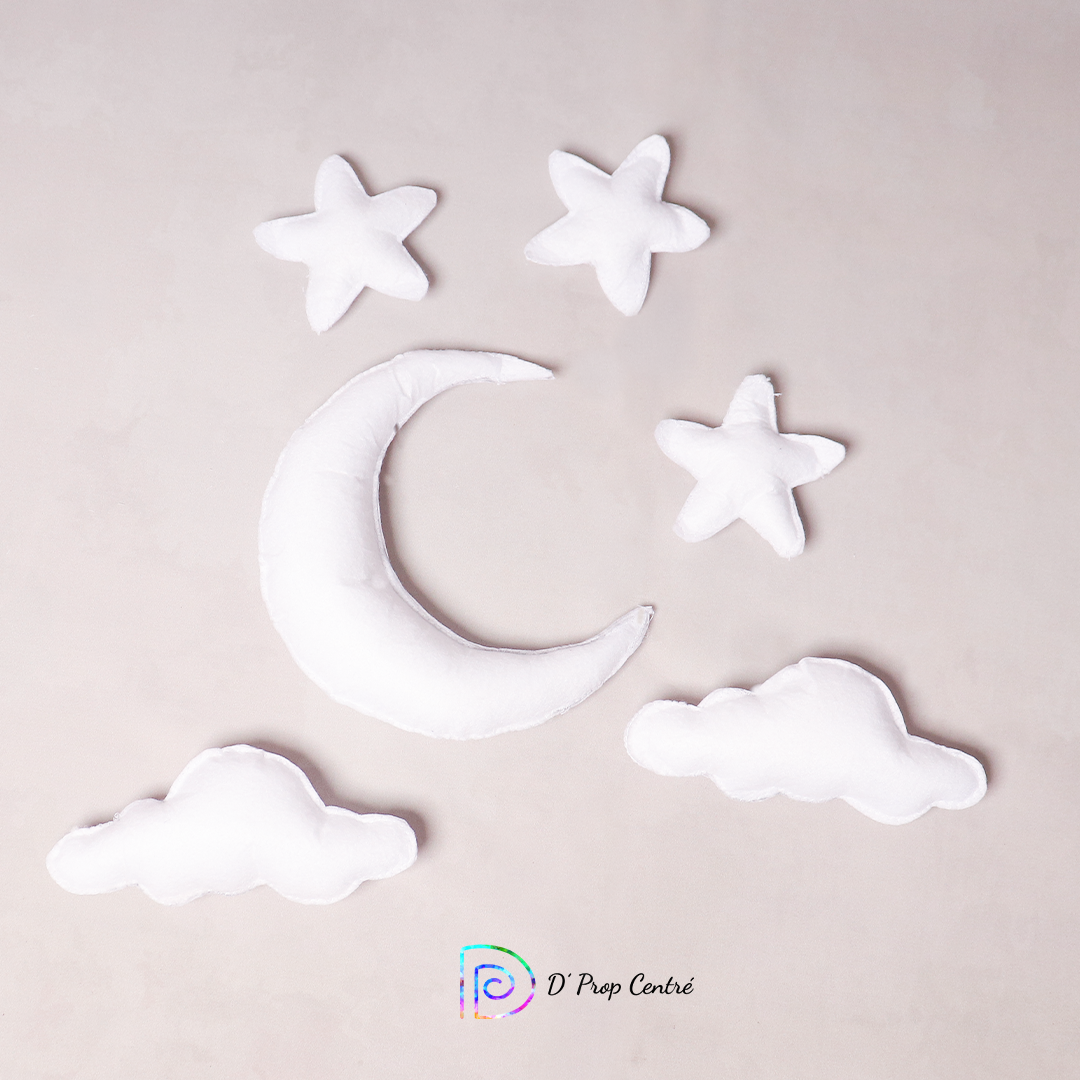 Set of Moon, 2 Cloud, 3 Stars