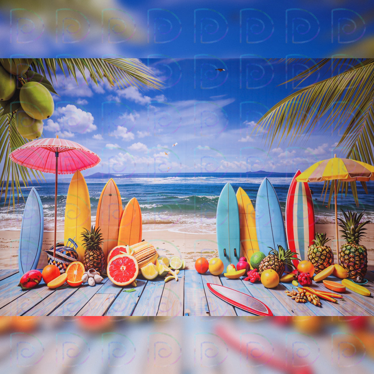 Beach Surf Board Backdrop