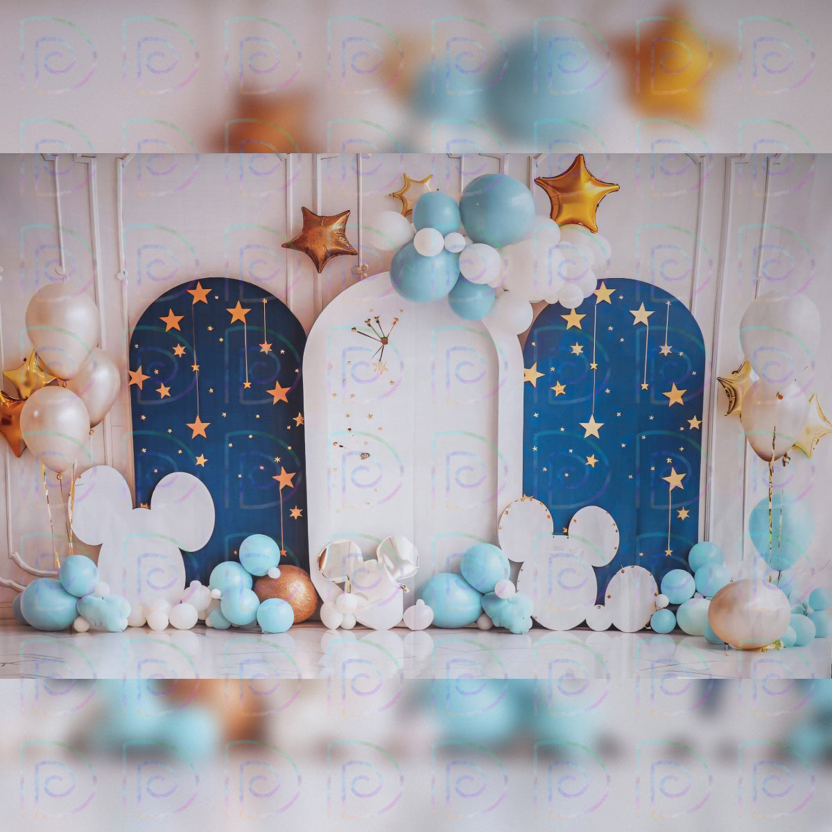 Blue Glitter Arch Backdrop
