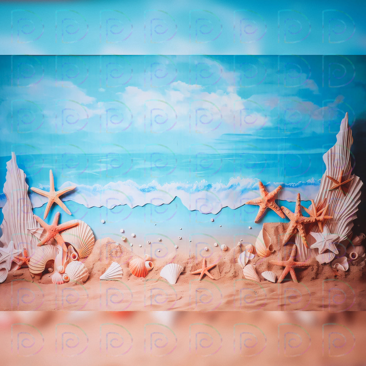 Blue Seashells Backdrop