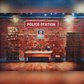 Cartoon Police Station Backdrop
