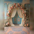 Floral White Curtain Backdrop