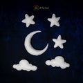 Set of Moon, 2 Cloud, 3 Stars