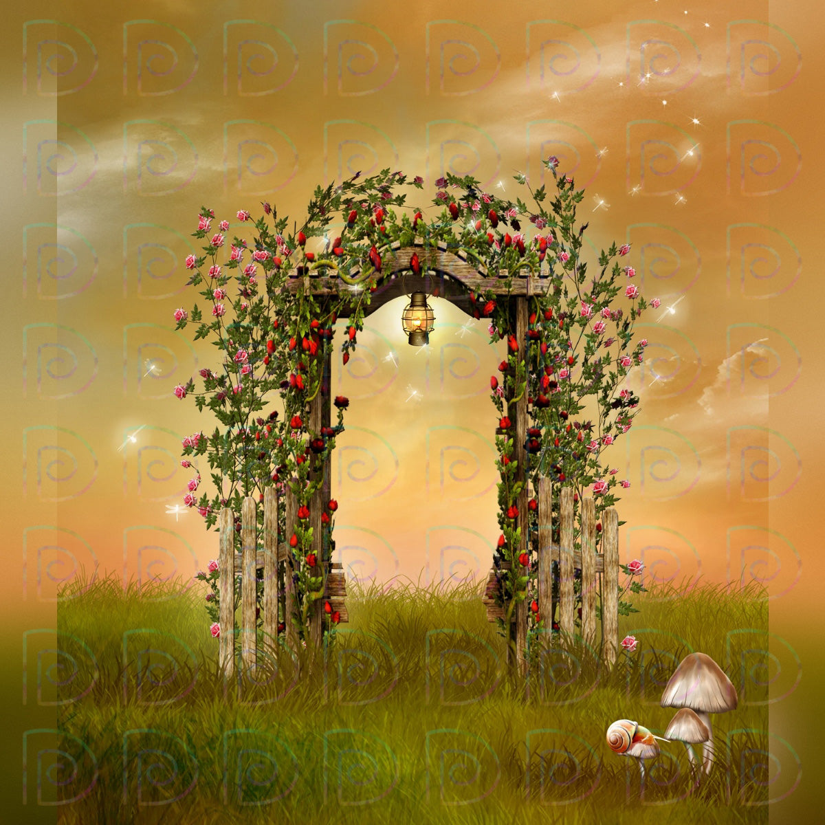 Garden Floral Door Backdrop