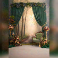 Forest Green Curtain Backdrop