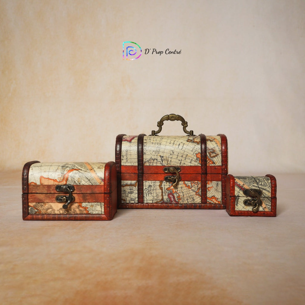 Travel Map Boxes Set of 3