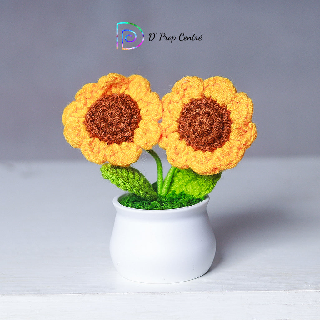 Sunflower Crochet Flower Pot
