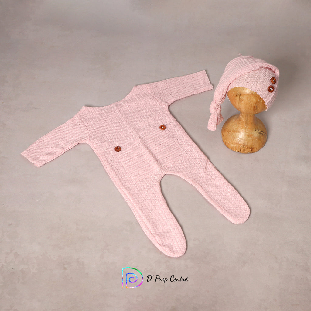 Waffle Romper with Cap