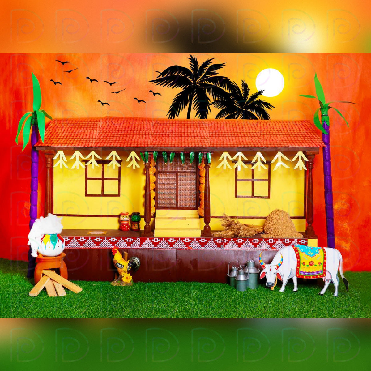 Pongal House Backdrop
