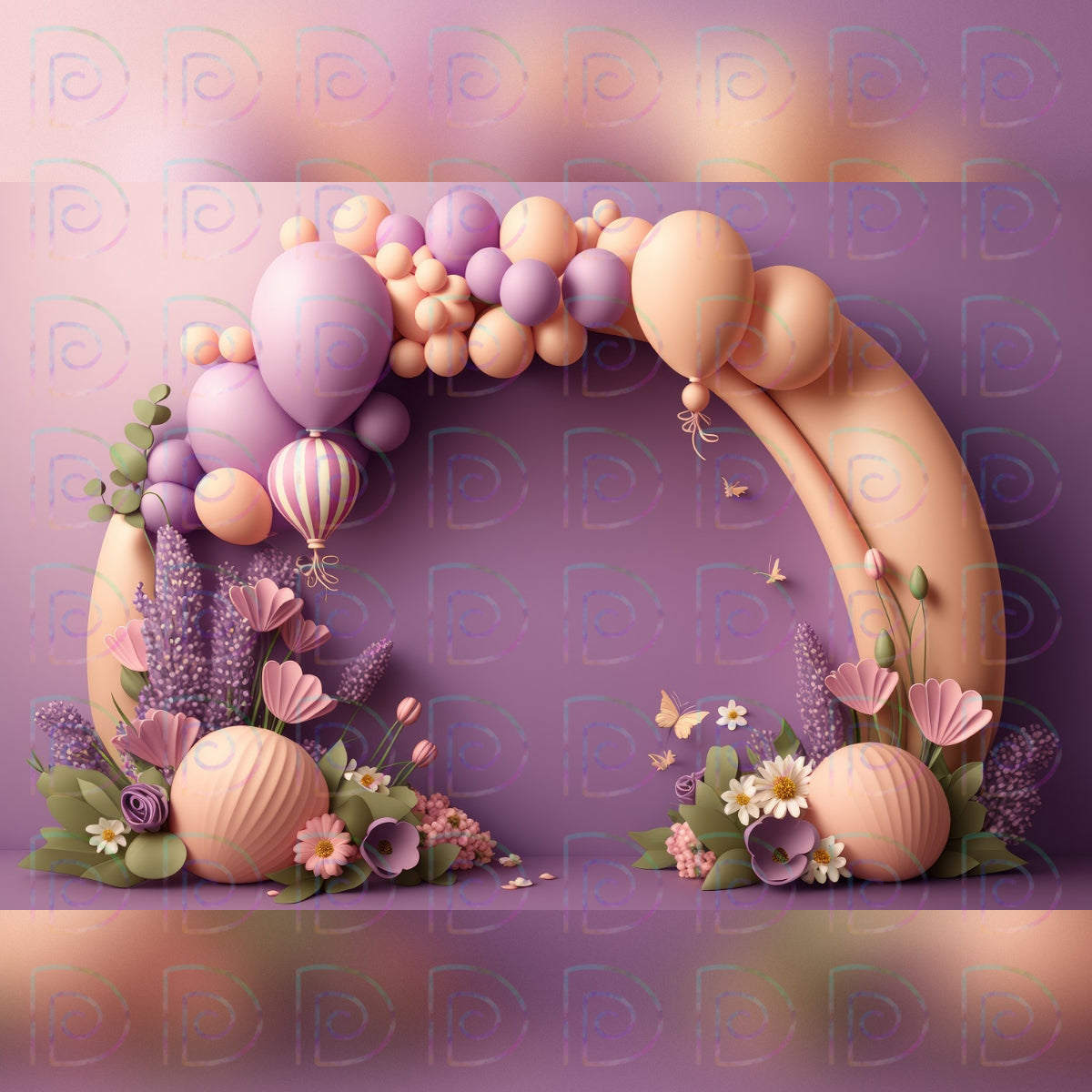 Purple Balloons Backdrop