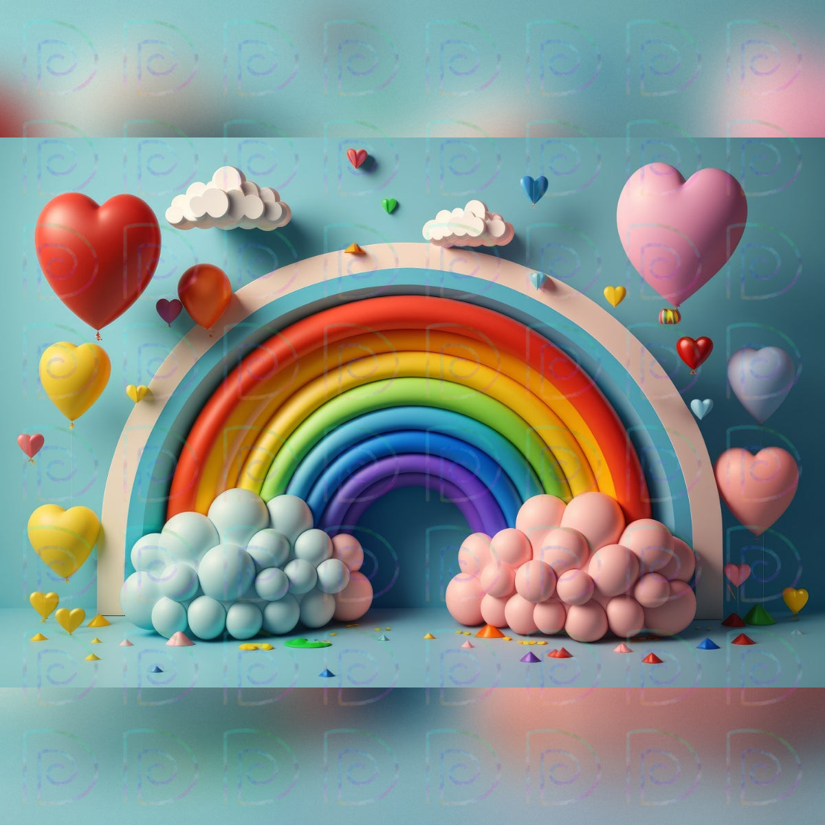 Rainbow Balloons Backdrop