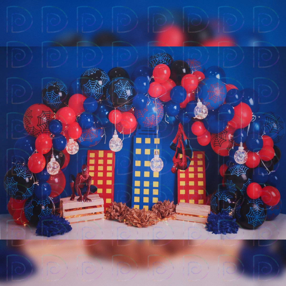 Spiderman Balloons Backdrop