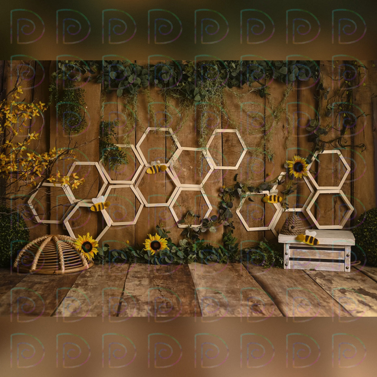 Spring Honey Bee Backdrop