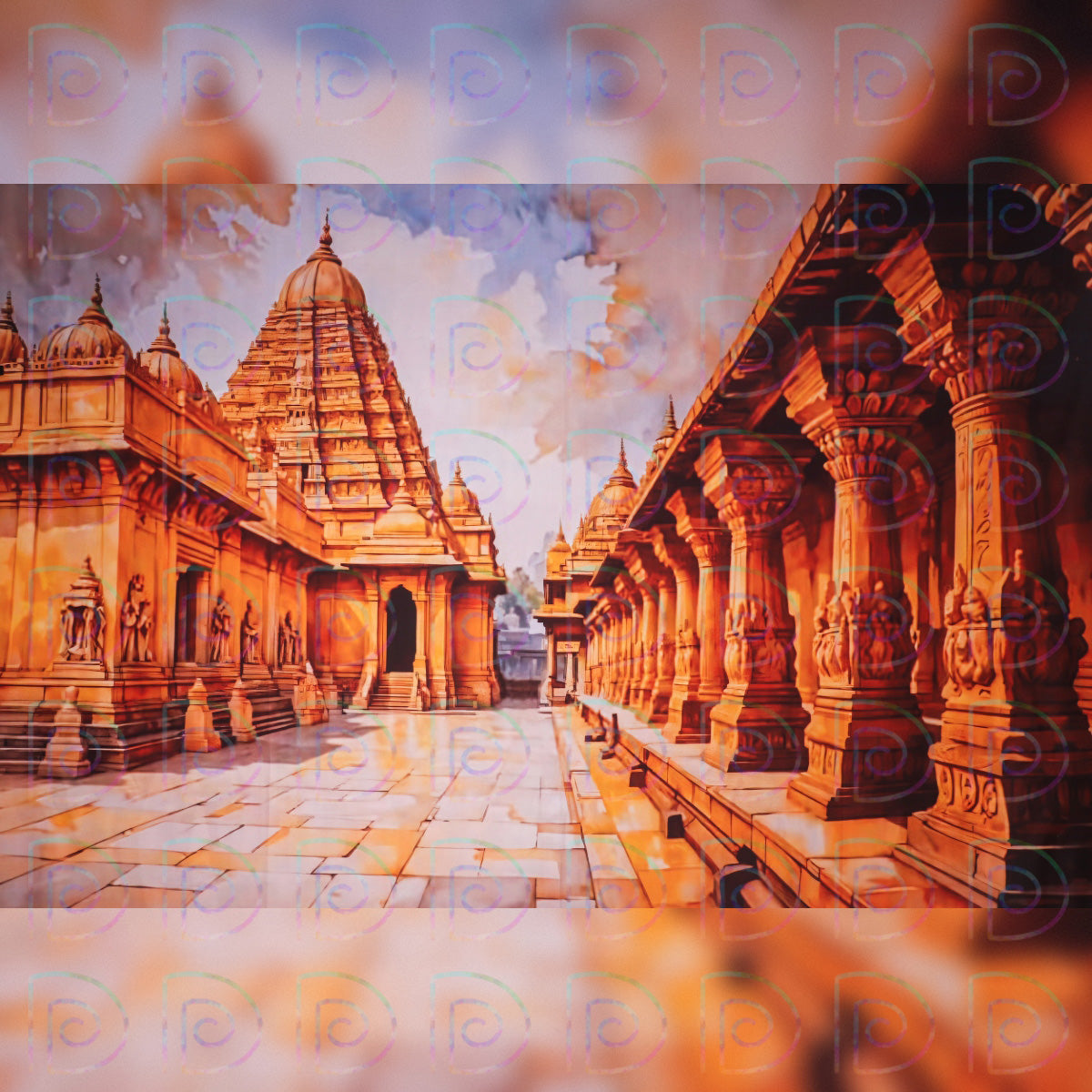 Tanjore Temple Pillars Backdrop