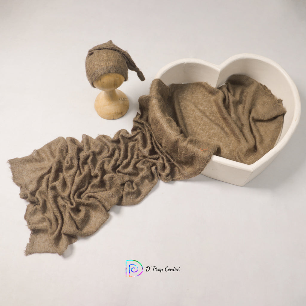 Wool Knitted Wrap with Cap