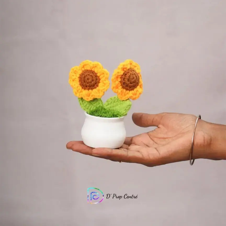 Sunflower Crochet Flower Pot