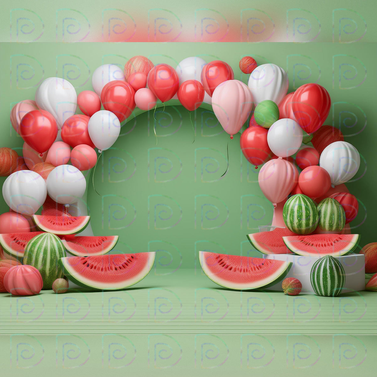 Watermelon Balloons Backdrop