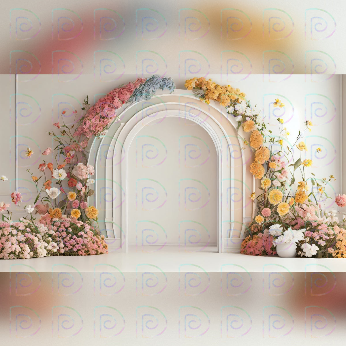 White Floral Door Backdrop
