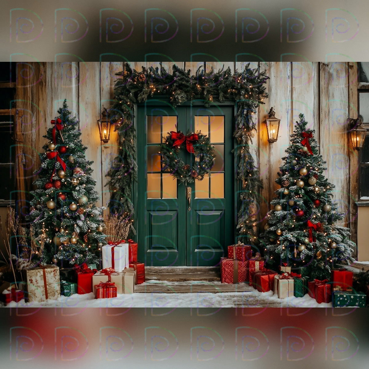 X-Mas Green Door Backdrop