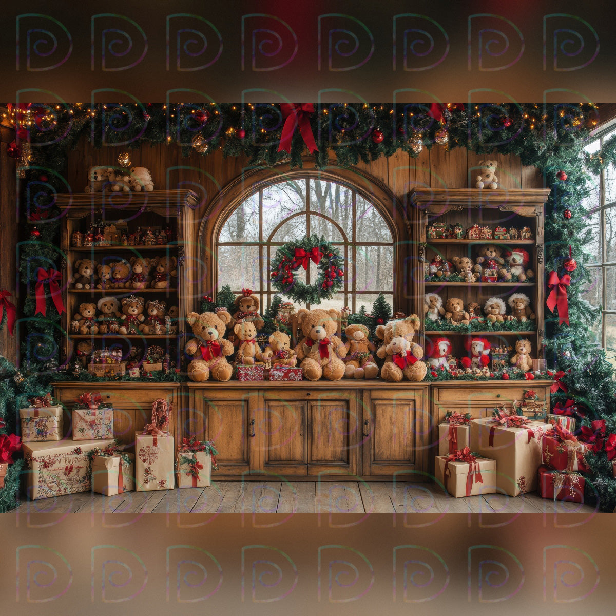 X-Mas Teddy Backdrop