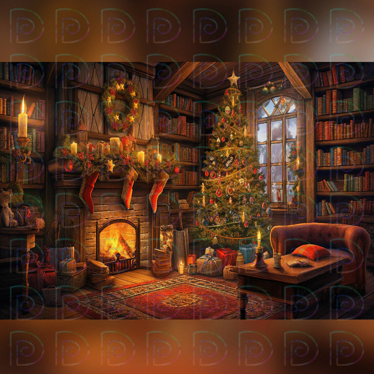 X-Mas Vintage Livingroom Backdrop