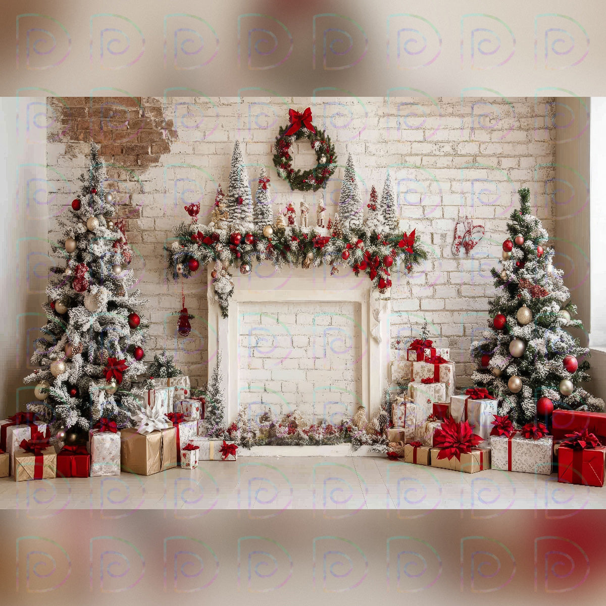 X-Mas White Brick Backdrop