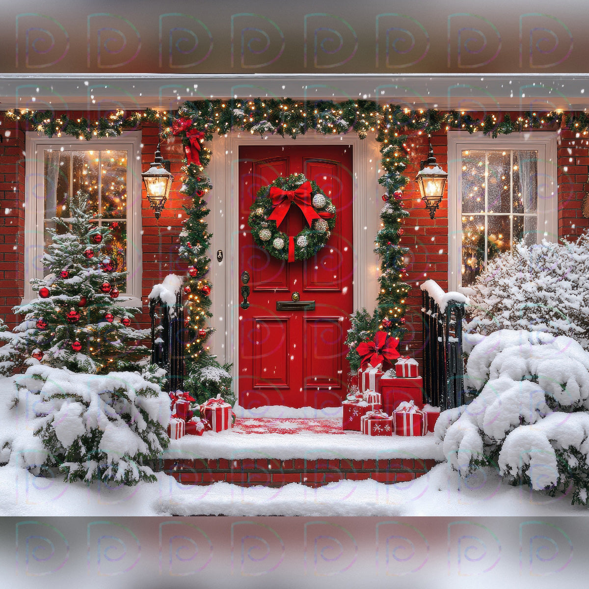 X-Mas Red Door Backdrop