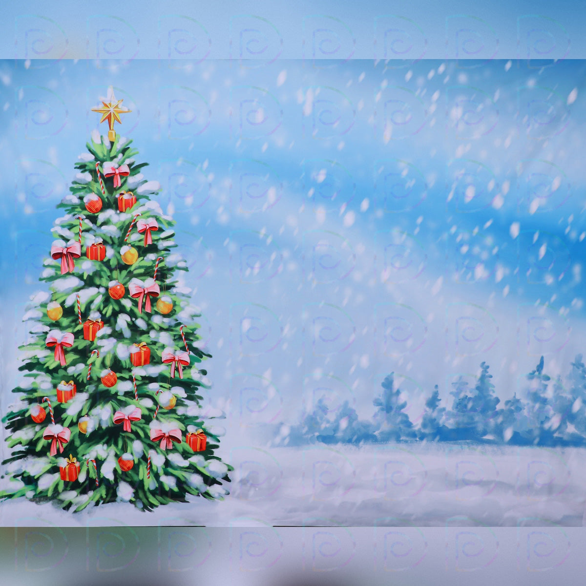 X-Mas Snow Tree Backdrop